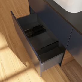 Тумба под раковину Villeroy & Boch Finion 120х50,1 см с подсветкой МДФ темно-синий матовый лак/стекло черное матовое F402GNHG