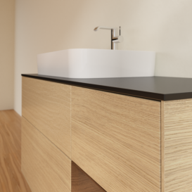 Тумба под раковину Villeroy & Boch Finion 120х50,1 см с подсветкой МДФ шпон дуба/стекло черное матовое F402GNPC