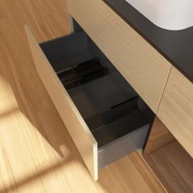 Тумба под раковину Villeroy & Boch Finion 120х50,1 см с подсветкой МДФ шпон дуба/стекло черное матовое F402GNPC