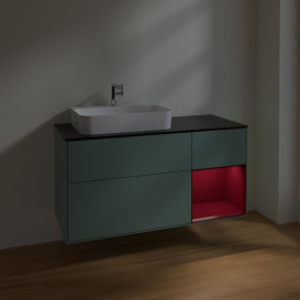 Тумба под раковину Villeroy & Boch Finion 120х50,1 см с подсветкой МДФ оливковый матовый лак/стекло черное матовое F402HBGM