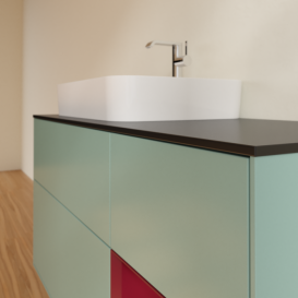 Тумба под раковину Villeroy & Boch Finion 120х50,1 см с подсветкой МДФ оливковый матовый лак/стекло черное матовое F402HBGM