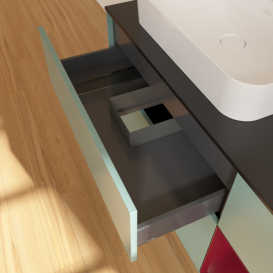 Тумба под раковину Villeroy & Boch Finion 120х50,1 см с подсветкой МДФ оливковый матовый лак/стекло черное матовое F402HBGM