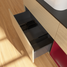 Тумба под раковину Villeroy & Boch Finion 120х50,1 см с подсветкой МДФ шпон дуба/стекло черное матовое F402HBPC