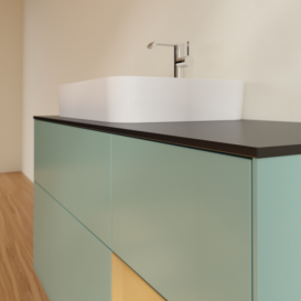 Тумба под раковину Villeroy & Boch Finion 120х50,1 см с подсветкой МДФ оливковый матовый лак/стекло черное матовое F402HFGM