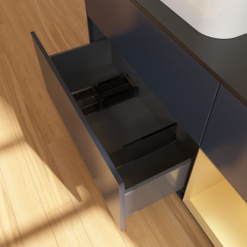 Тумба под раковину Villeroy & Boch Finion 120х50,1 см с подсветкой МДФ темно-синий матовый лак/стекло черное матовое F402HFHG