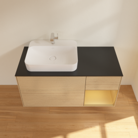 Тумба под раковину Villeroy & Boch Finion 120х50,1 см с подсветкой МДФ шпон дуба/стекло черное матовое F402HFPC