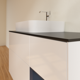 Тумба под раковину Villeroy & Boch Finion 120х50,1 см с подсветкой МДФ глянцевый белый лак/стекло черное матовое F402HGGF