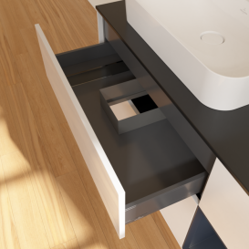 Тумба под раковину Villeroy & Boch Finion 120х50,1 см с подсветкой МДФ глянцевый белый лак/стекло черное матовое F402HGGF