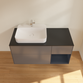 Тумба под раковину Villeroy & Boch Finion 120х50,1 см с подсветкой МДФ антрацит матовый лак/стекло черное матовое F402HGGK