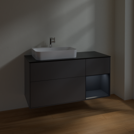 Тумба под раковину Villeroy & Boch Finion 120х50,1 см с подсветкой МДФ антрацит матовый лак/стекло черное матовое F402HGGK