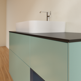 Тумба под раковину Villeroy & Boch Finion 120х50,1 см с подсветкой МДФ оливковый матовый лак/стекло черное матовое F402HGGM