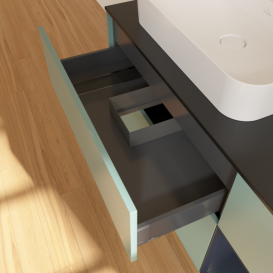 Тумба под раковину Villeroy & Boch Finion 120х50,1 см с подсветкой МДФ оливковый матовый лак/стекло черное матовое F402HGGM