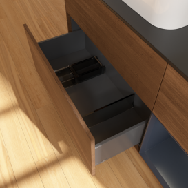 Тумба под раковину Villeroy & Boch Finion 120х50,1 см с подсветкой МДФ шпон грецкого ореха/стекло черное матовое F402HGGN