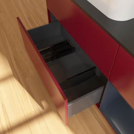 Тумба под раковину Villeroy & Boch Finion 120х50,1 см с подсветкой МДФ пион матовый лак/стекло черное матовое F402HGHB