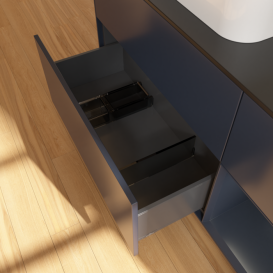 Тумба под раковину Villeroy & Boch Finion 120х50,1 см с подсветкой МДФ темно-синий матовый лак/стекло черное матовое F402HGHG