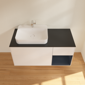 Тумба под раковину Villeroy & Boch Finion 120х50,1 см с подсветкой МДФ белый матовый лак/стекло черное матовое F402HGMT