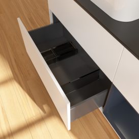 Тумба под раковину Villeroy & Boch Finion 120х50,1 см с подсветкой МДФ белый матовый лак/стекло черное матовое F402HGMT