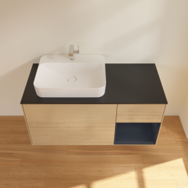 Тумба под раковину Villeroy & Boch Finion 120х50,1 см с подсветкой МДФ шпон дуба/стекло черное матовое F402HGPC