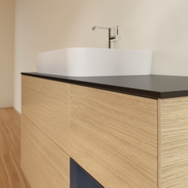 Тумба под раковину Villeroy & Boch Finion 120х50,1 см с подсветкой МДФ шпон дуба/стекло черное матовое F402HGPC