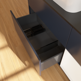 Тумба под раковину Villeroy & Boch Finion 120х50,1 см с подсветкой МДФ темно-синий матовый лак/стекло черное матовое F402MTHG