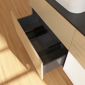 Тумба под раковину Villeroy & Boch Finion 120х50,1 см с подсветкой МДФ шпон дуба/стекло черное матовое F402MTPC