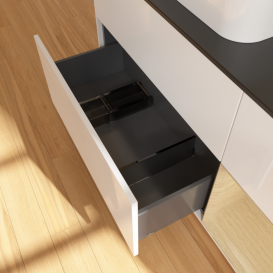 Тумба под раковину Villeroy & Boch Finion 120х50,1 см с подсветкой МДФ глянцевый белый лак/стекло черное матовое F402PCGF