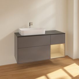 Тумба под раковину Villeroy & Boch Finion 120х50,1 см с подсветкой МДФ антрацит матовый лак/стекло черное матовое F402PCGK