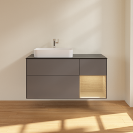 Тумба под раковину Villeroy & Boch Finion 120х50,1 см с подсветкой МДФ антрацит матовый лак/стекло черное матовое F402PCGK