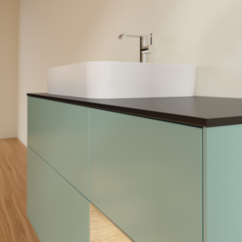 Тумба під раковину Villeroy & Boch Finion 120х50,1 см із підсвічуванням МДФ оливковий матовий лак/скло чорне матове F402PCGM