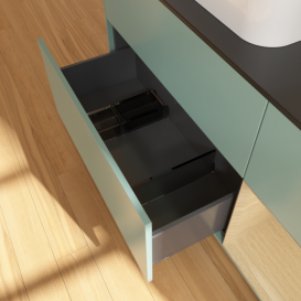 Тумба під раковину Villeroy & Boch Finion 120х50,1 см із підсвічуванням МДФ оливковий матовий лак/скло чорне матове F402PCGM