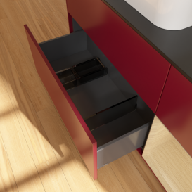 Тумба под раковину Villeroy & Boch Finion 120х50,1 см с подсветкой МДФ пион матовый лак/стекло черное матовое F402PCHB