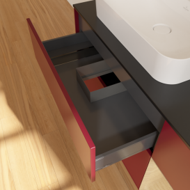 Тумба под раковину Villeroy & Boch Finion 120х50,1 см с подсветкой МДФ пион матовый лак/стекло черное матовое F402PCHB