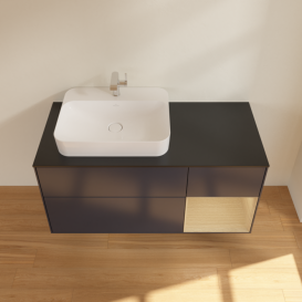 Тумба под раковину Villeroy & Boch Finion 120х50,1 см с подсветкой МДФ темно-синий матовый лак/стекло черное матовое F402PCHG