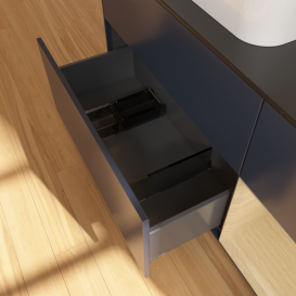 Тумба под раковину Villeroy & Boch Finion 120х50,1 см с подсветкой МДФ темно-синий матовый лак/стекло черное матовое F402PCHG