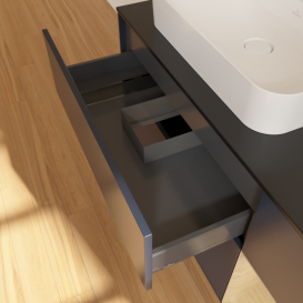 Тумба под раковину Villeroy & Boch Finion 120х50,1 см с подсветкой МДФ темно-синий матовый лак/стекло черное матовое F402PCHG