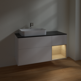 Тумба под раковину Villeroy & Boch Finion 120х50,1 см с подсветкой МДФ белый матовый лак/стекло черное матовое F402PCMT