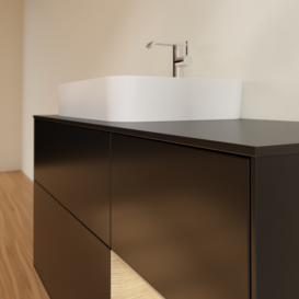 Тумба под раковину Villeroy & Boch Finion 120х50,1 см с подсветкой МДФ черный матовый лак/стекло черное матовое F402PCPD