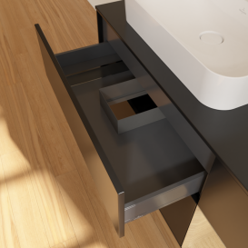 Тумба под раковину Villeroy & Boch Finion 120х50,1 см с подсветкой МДФ черный матовый лак/стекло черное матовое F402PCPD