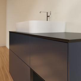 Тумба под раковину Villeroy & Boch Finion 120х50,1 см с подсветкой МДФ темно-синий матовый лак/стекло черное матовое F402PDHG