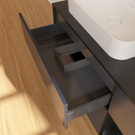 Тумба под раковину Villeroy & Boch Finion 120х50,1 см с подсветкой МДФ темно-синий матовый лак/стекло черное матовое F402PDHG