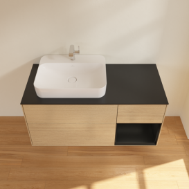 Тумба под раковину Villeroy & Boch Finion 120х50,1 см с подсветкой МДФ шпон дуба/стекло черное матовое F402PDPC