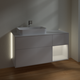 Тумба под раковину Villeroy & Boch Finion 120х50,1 см с подсветкой МДФ глянцевый белый лак/стекло белое матовое G401GFGF