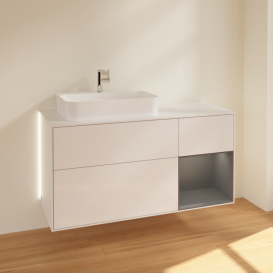 Тумба під раковину Villeroy & Boch Finion 120х50,1 см із підсвічуванням МДФ білий глянцевий лак/скло біле матове G401GKGF