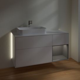 Тумба під раковину Villeroy & Boch Finion 120х50,1 см із підсвічуванням МДФ білий глянцевий лак/скло біле матове G401GKGF