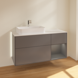 Тумба под раковину Villeroy & Boch Finion 120х50,1 см с подсветкой МДФ антрацит матовый лак/стекло белое матовое G401GKGK