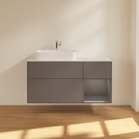 Тумба под раковину Villeroy & Boch Finion 120х50,1 см с подсветкой МДФ антрацит матовый лак/стекло белое матовое G401GKGK