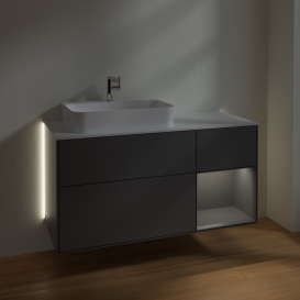 Тумба под раковину Villeroy & Boch Finion 120х50,1 см с подсветкой МДФ антрацит матовый лак/стекло белое матовое G401GKGK