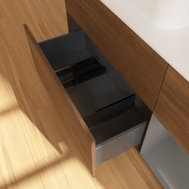 Тумба под раковину Villeroy & Boch Finion 120х50,1 см с подсветкой МДФ шпон грецкого ореха/стекло белое матовое G401GKGN