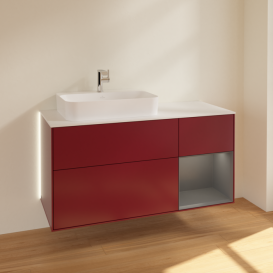 Тумба під раковину Villeroy & Boch Finion 120х50,1 см із підсвічуванням МДФ півонія матовий лак/скло біле матове G401GKHB