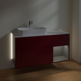 Тумба під раковину Villeroy & Boch Finion 120х50,1 см із підсвічуванням МДФ півонія матовий лак/скло біле матове G401GKHB